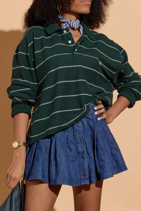 Green Stripe Rugby Polo