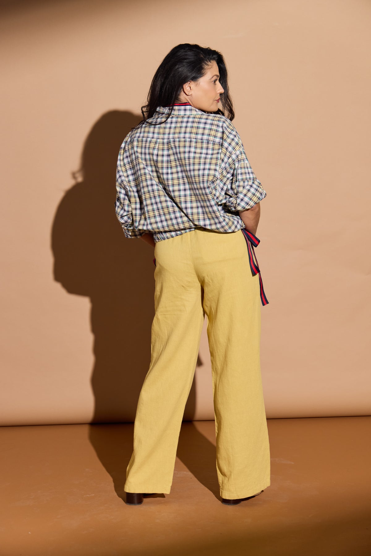 Yellow and Navy Plaid Bowie