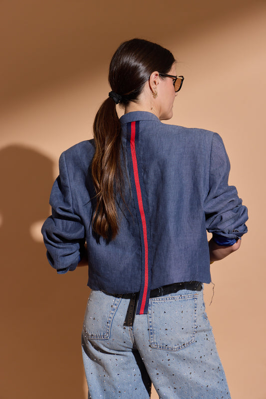 Ocean Blue Linen Blazer