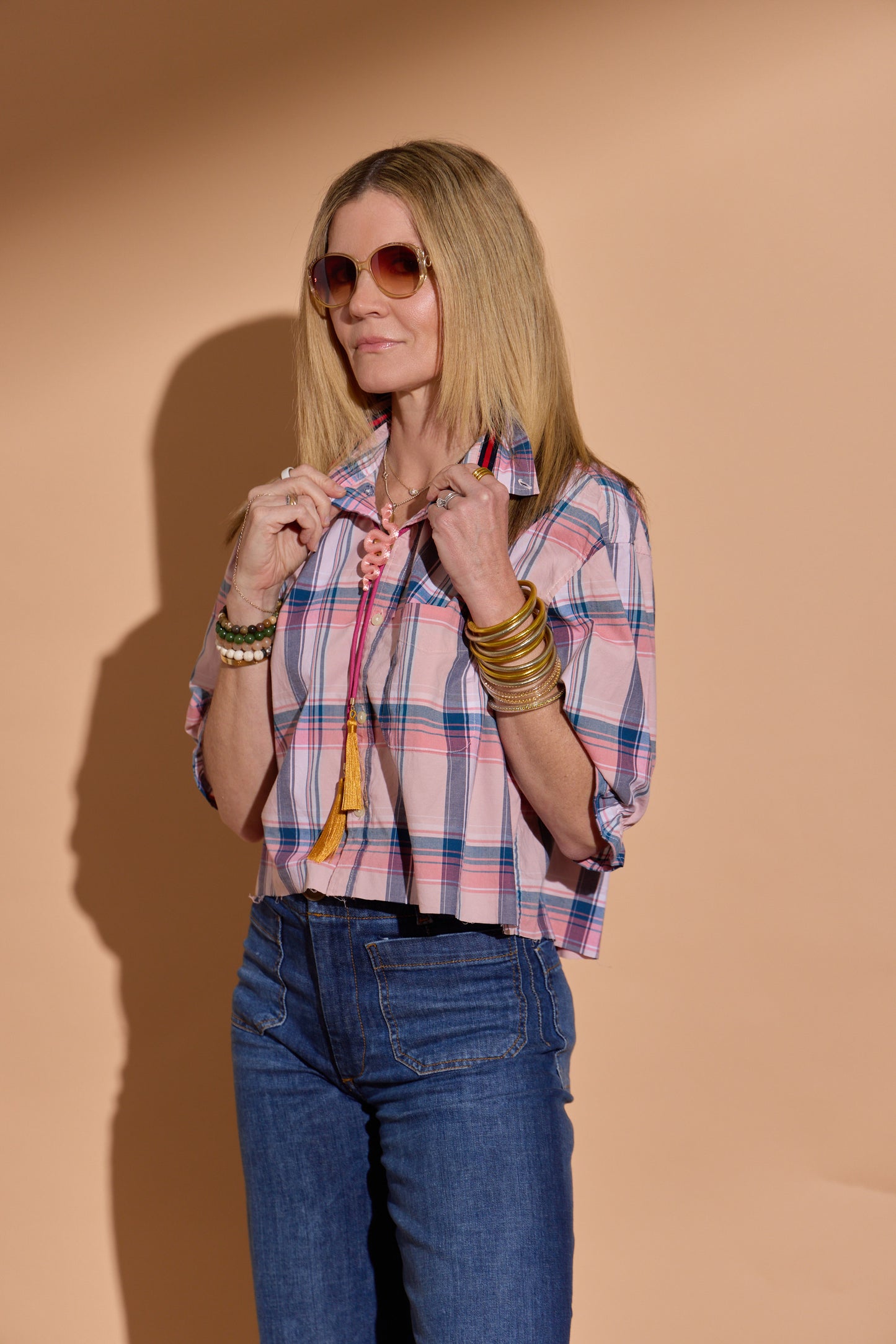 Pink Plaid Stella Puff Sleeve