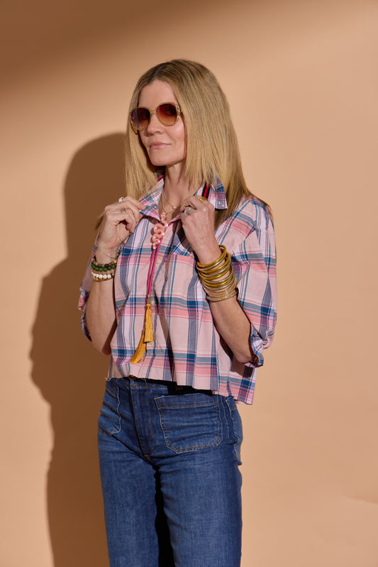 Pink Plaid Stella Puff Sleeve