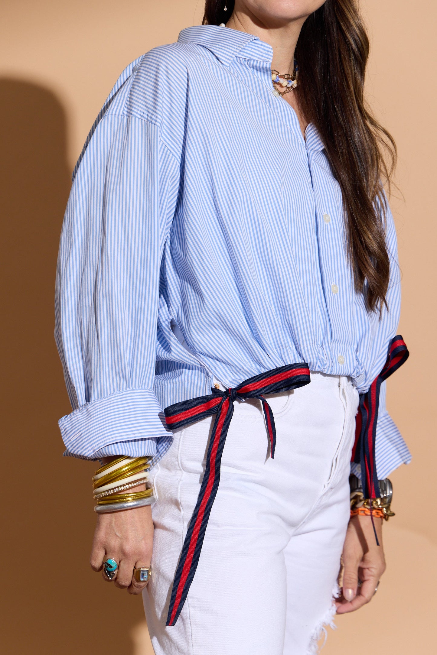 Baby Blue and White Stripe Bowie
