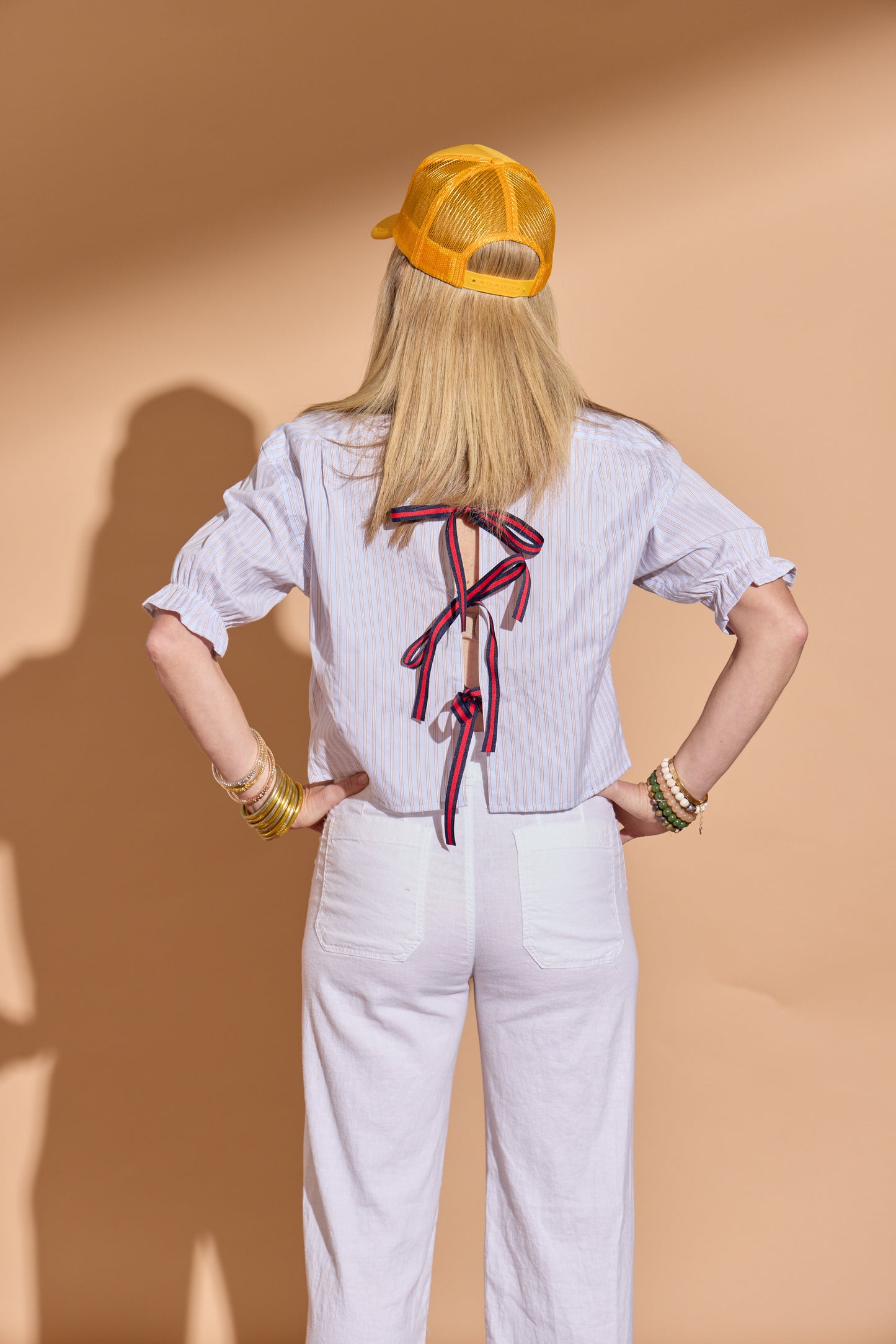 Pale Blue and Yellow Harlow Puff