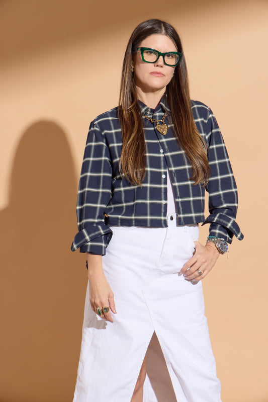 Navy Window Pane Plaid Stormy