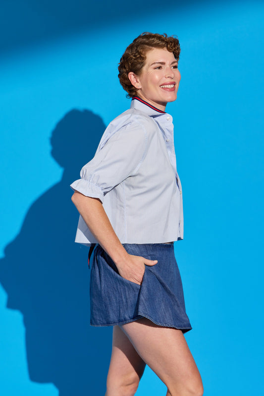Pale Blue Stella Puff Sleeve