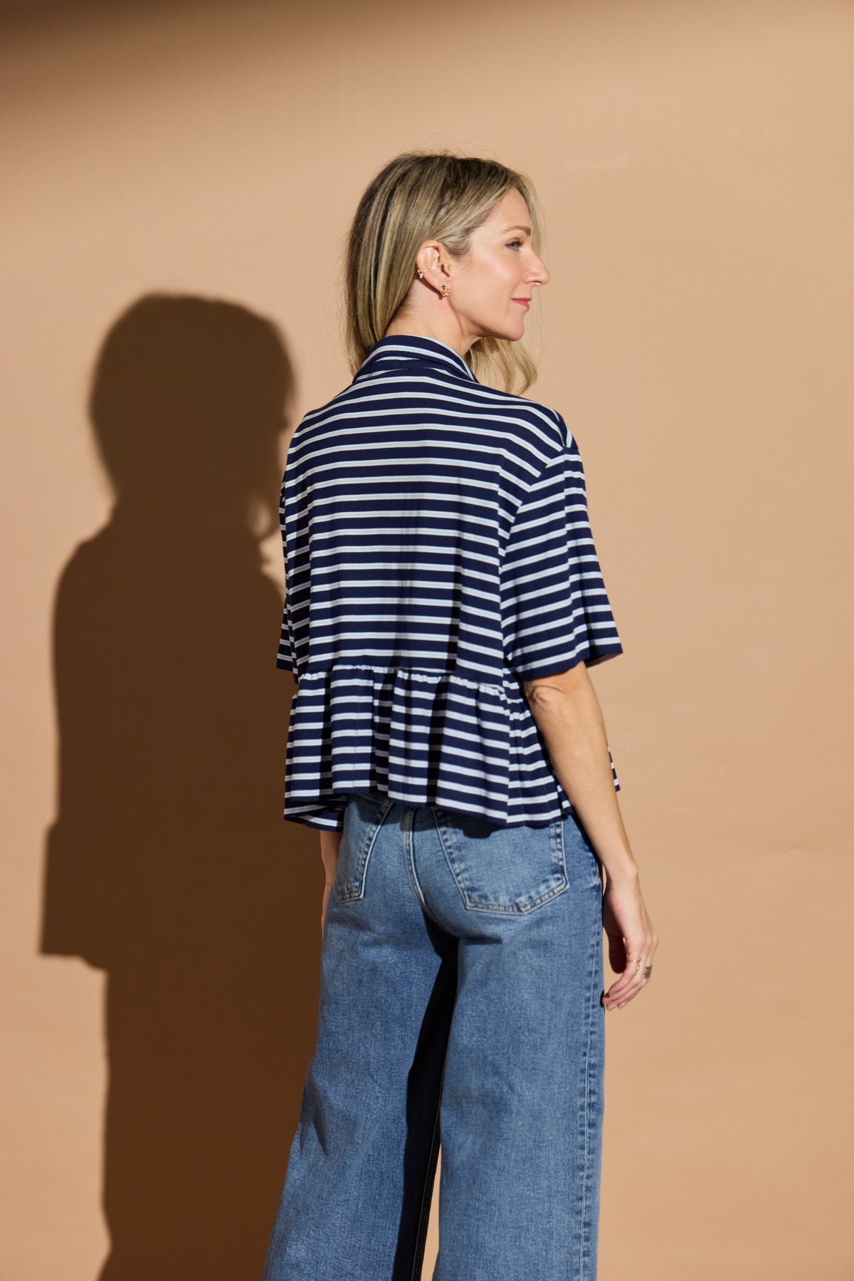 Baby Blue and Navy Strip Bunny Polo