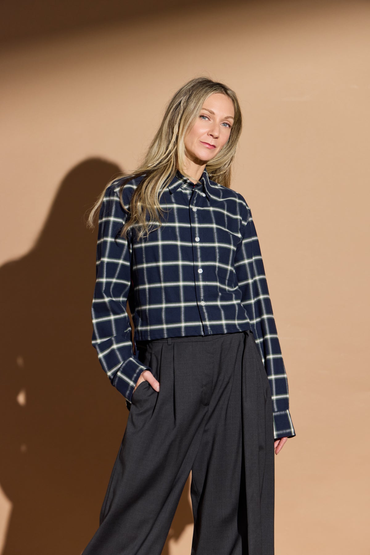Navy and Olive Window Pane Stormy