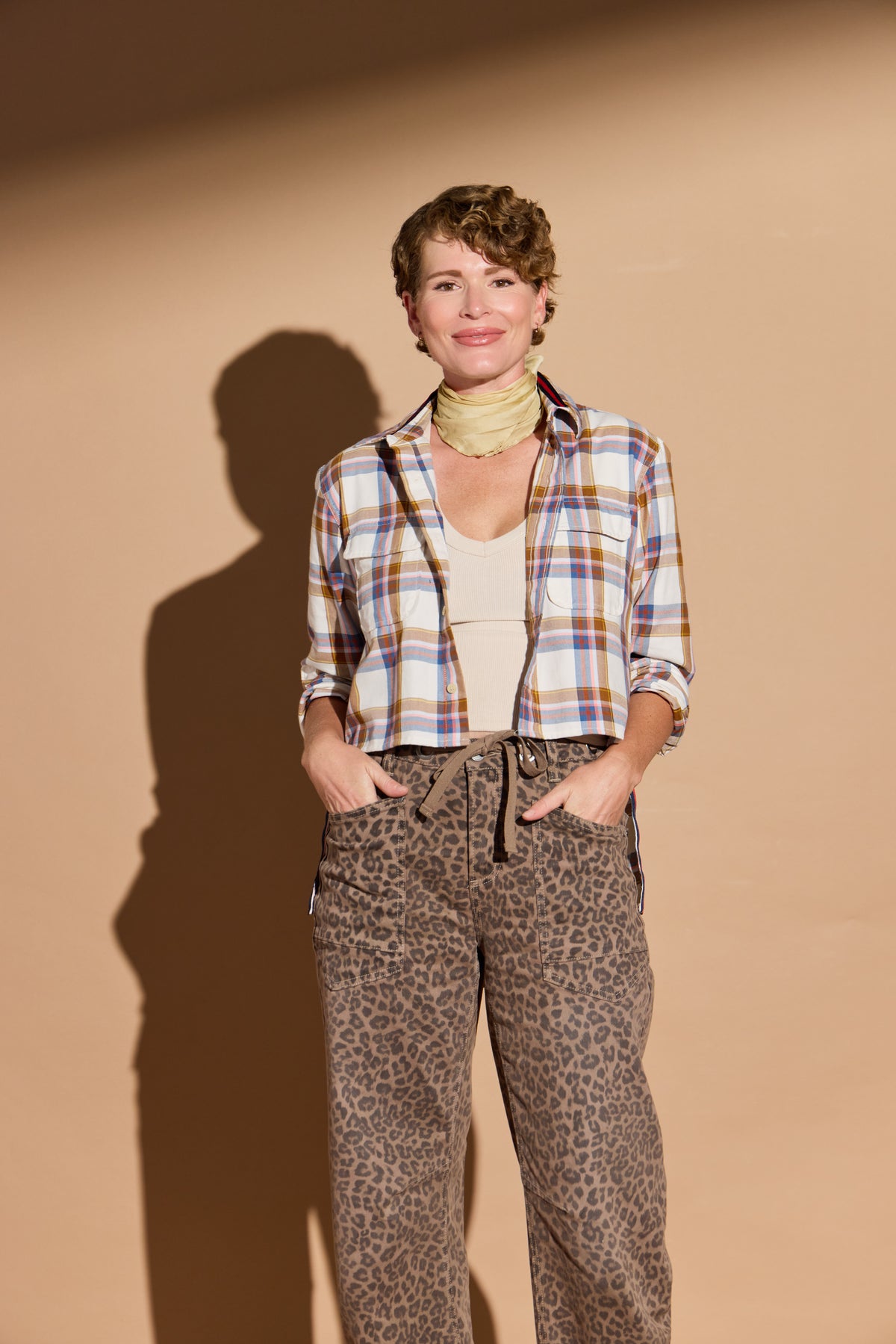 Cream and Tan Mix Plaid Stormy