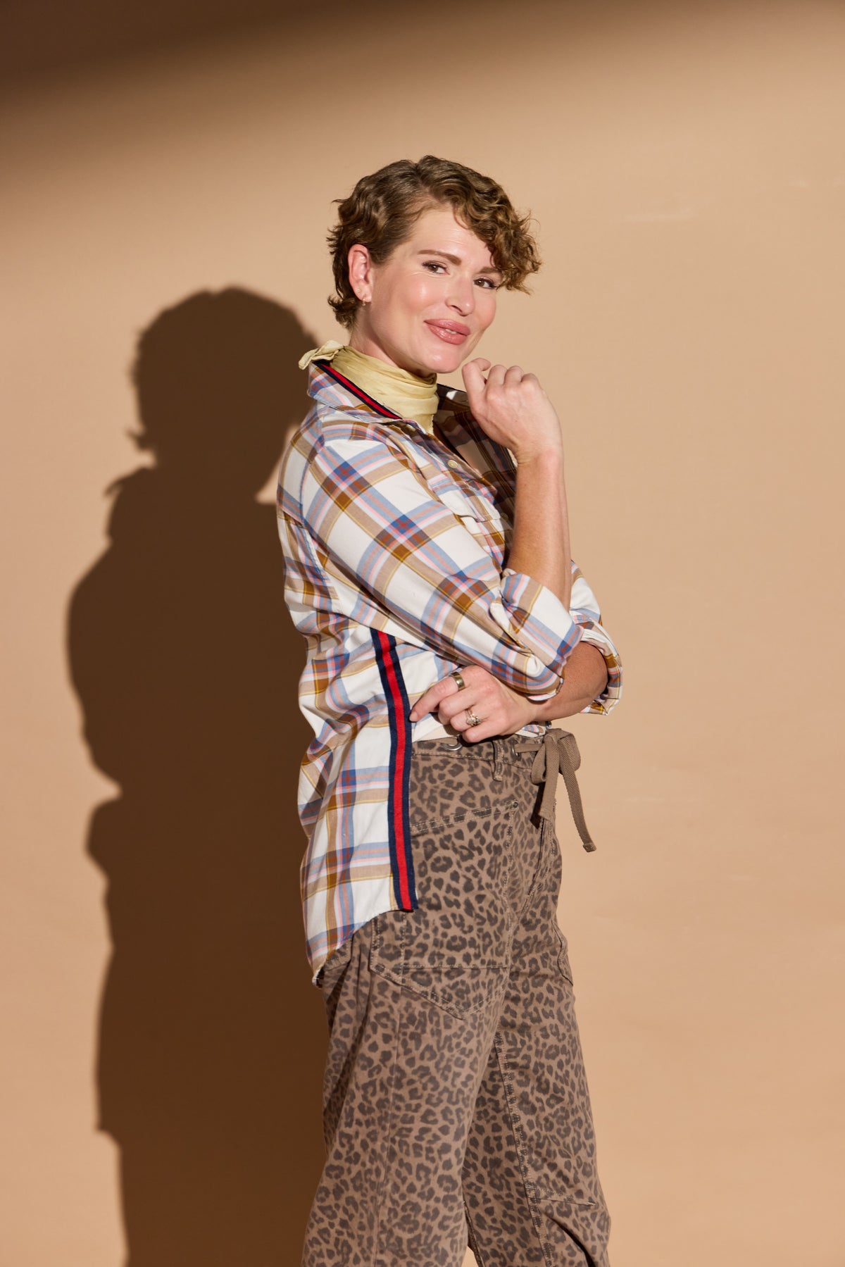Cream and Tan Mix Plaid Stormy