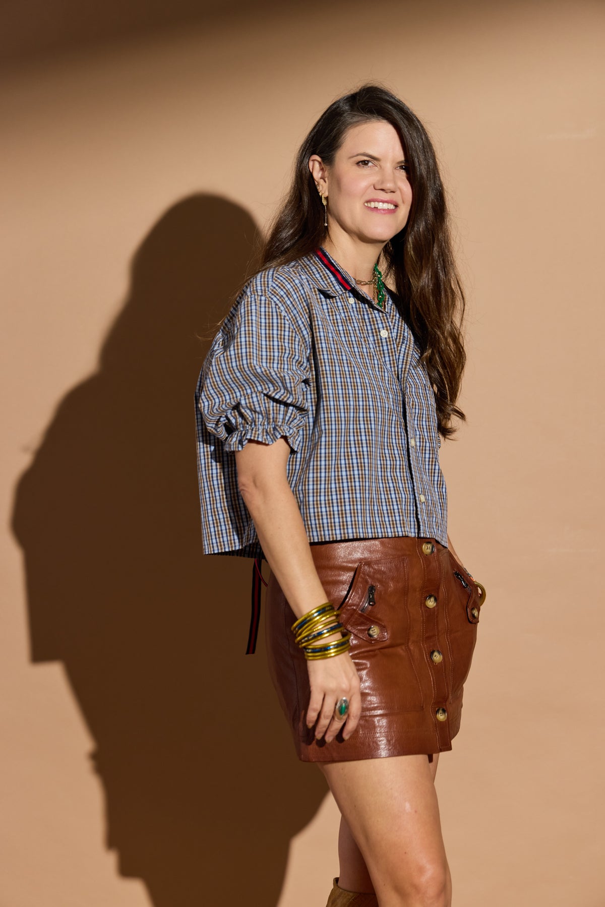 Olive and Blue Plaid Harlow Puff Sleeve
