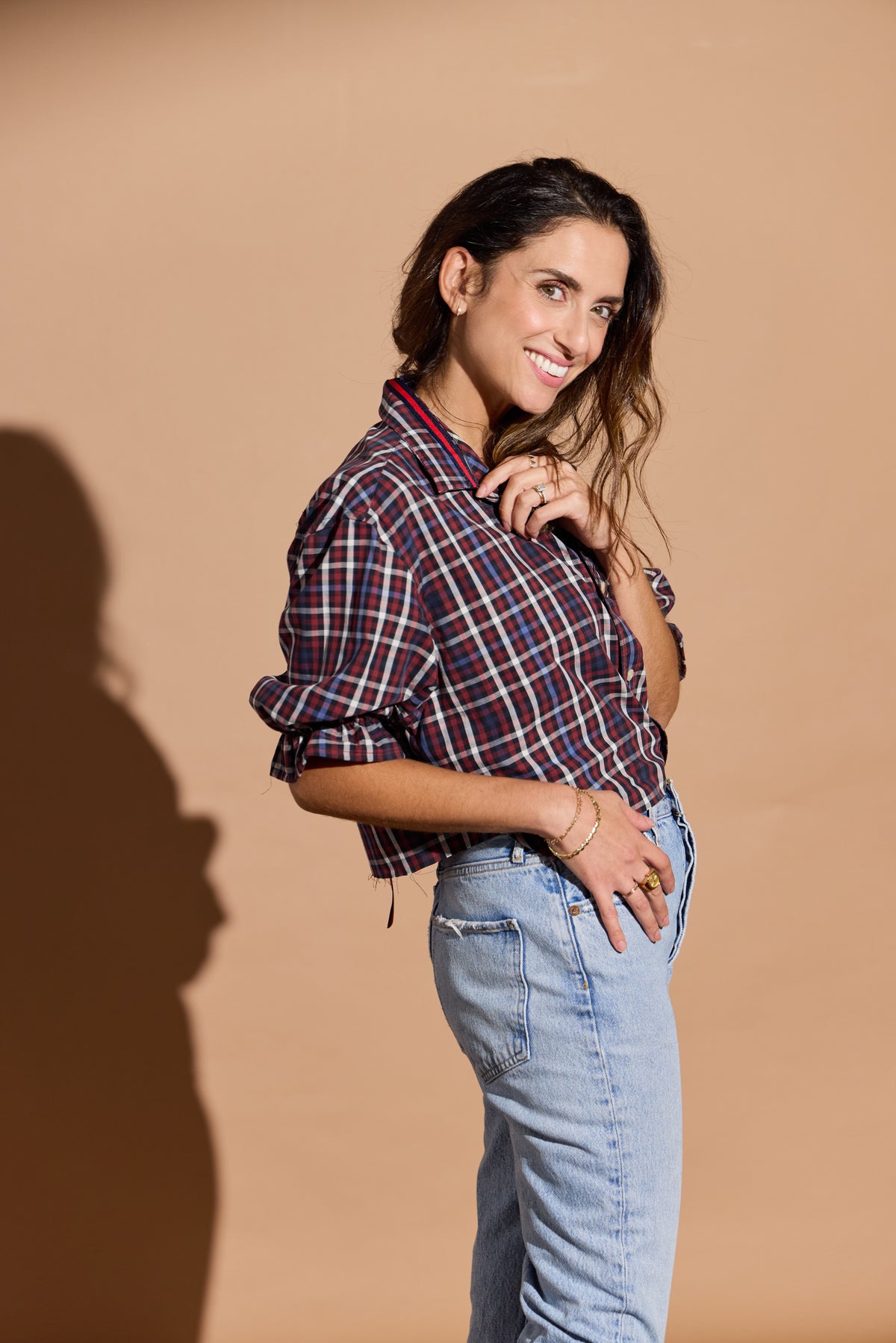 Burgundy Plaid Stella Puff Sleeve
