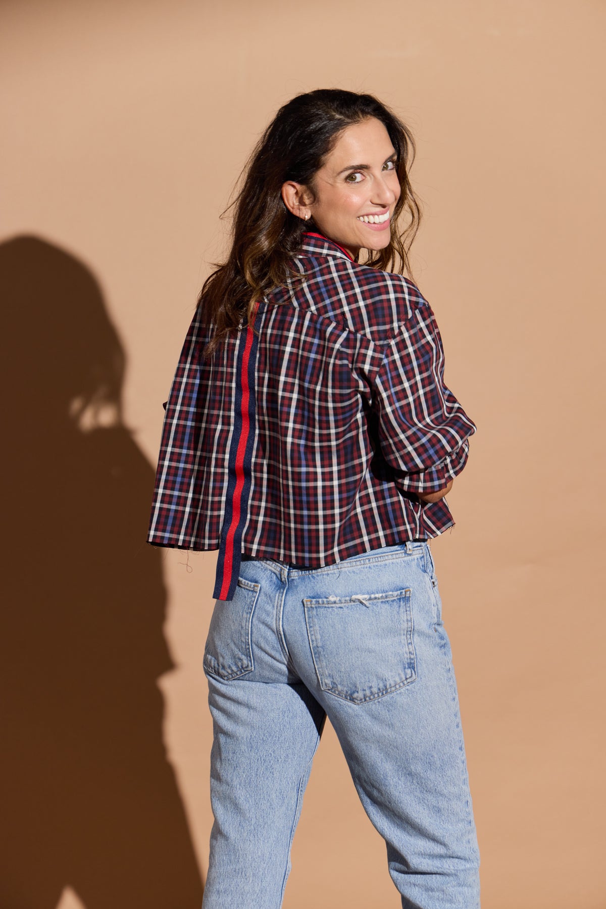 Burgundy Plaid Stella Puff Sleeve