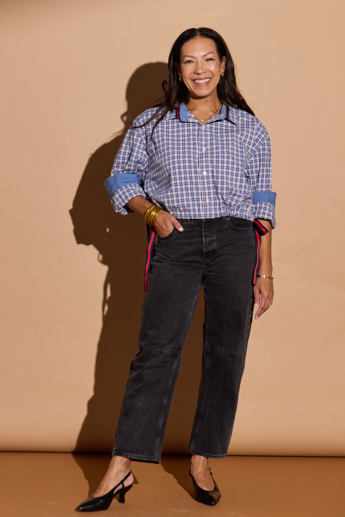 Pink and Blue Plaid Bowie