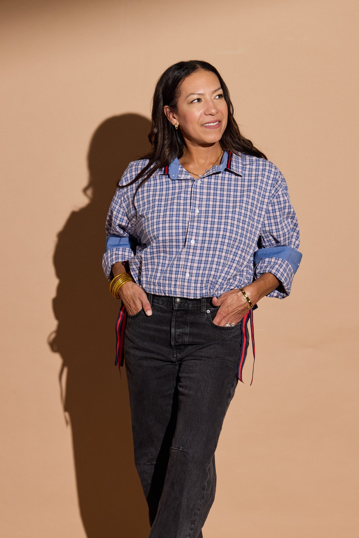 Pink and Blue Plaid Bowie