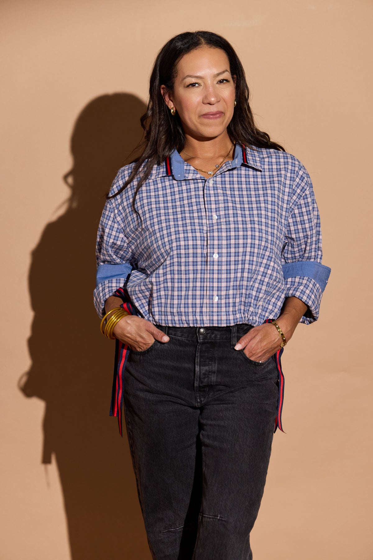 Pink and Blue Plaid Bowie