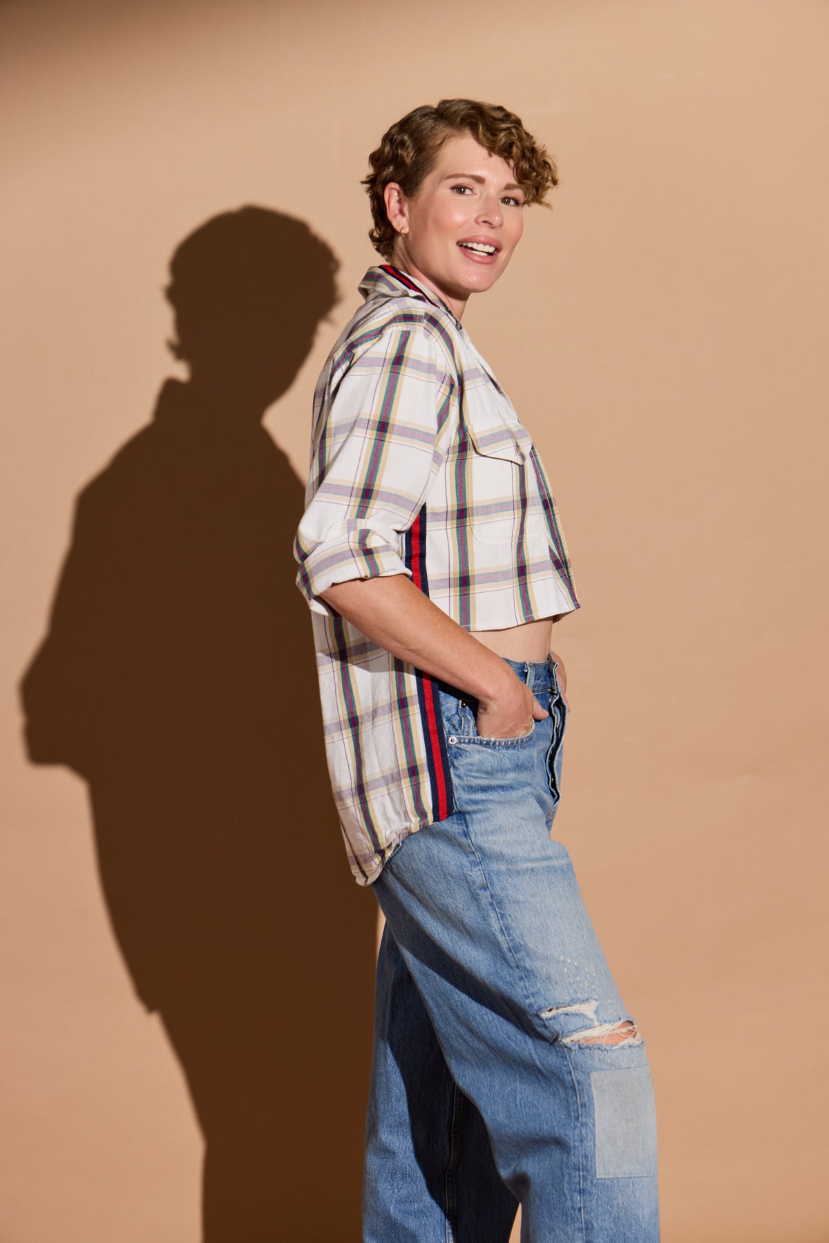 White and Tan Plaid Stormy